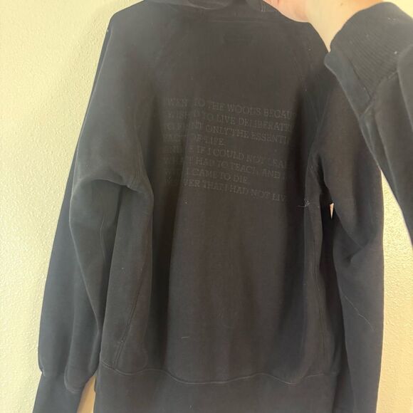 Engineered Garments Mens Printed Raglan Hoodie in black L - Picture 6 of 7